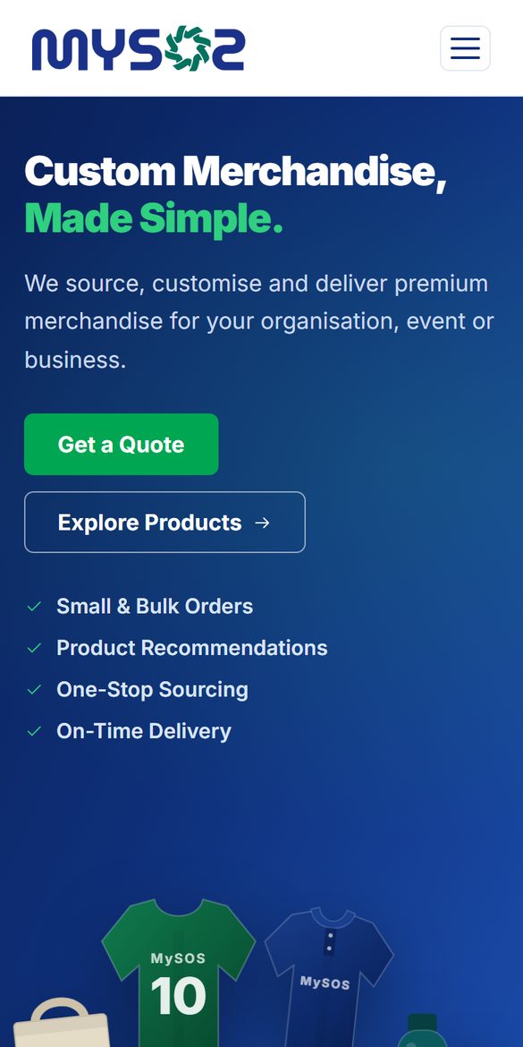 The MySOS homepage on a phone